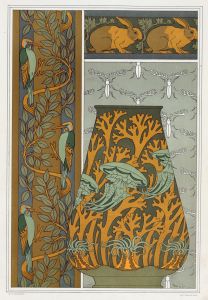 Piverts et arbre, bordure verticale. Lapins et feuilles, bordure. Méduses, anémones de mer et algues, vase. Insectes, jeu de fond.