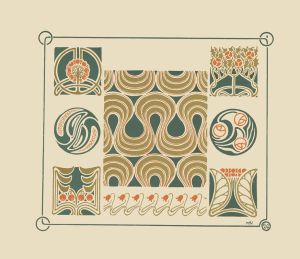 Abstract design based on flower buds, berries, tulips