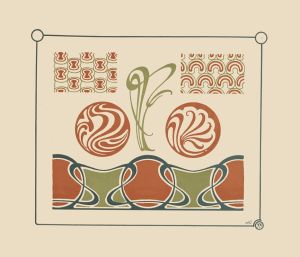 Abstract design based on organic shapes and arabesques.