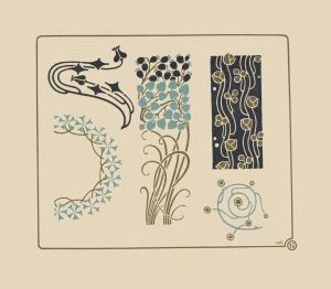 Abstract design based on tiny leaves on stems.