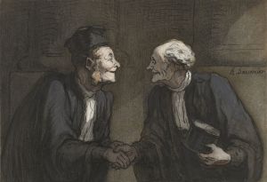 Deux avocats; la poignée de main