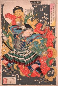 Gamō Sadahide’s Servant, Toki Motosada, Hurling a Demon King to the Ground at Mount Inohana