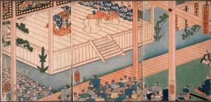 General of the Right Lord Yoritomo inspects a special Nō performance