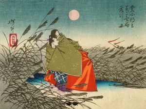 Narihira and Nijō no Tsubone at the Fuji River