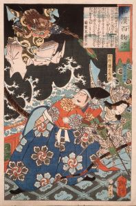 Tawara Tōda Hidesato Protecting the Dragon Woman of Seta from the Giant Millipede