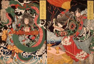 Tawaraya Tōda and a Dragon; Ono no Komachi Praying for Rain