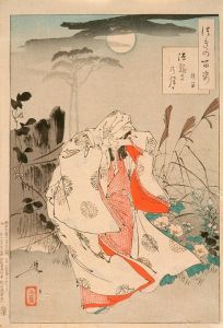 Yokobue Waiting from Takiguchi Tokiyori by Moonlight at Hōrinji