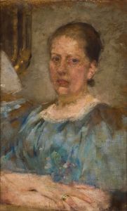 Portrait of a woman in a blue blouse