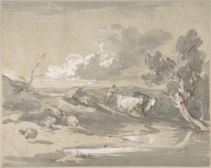 Open Landscape with Herdsman, Cows, and Sheep