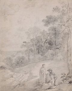 Figures By a Track Through a Wooded Landscape