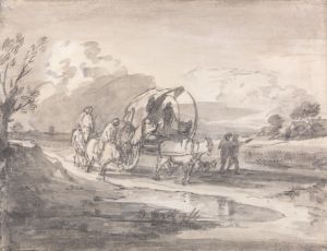 Open Landscape with Horsemen and Covered Cart