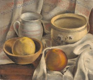 Still Life with Ceramic Pots and Apples