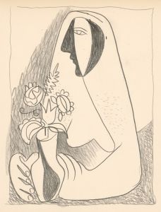 Woman with a bouquet in a vase