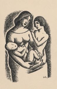 Mother with Two Children in her Lap