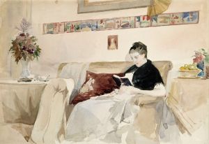 Artist’s Wife Reading On The Sofa