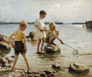 Boys Playing On The Shore