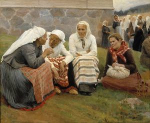 Women Outside The Church At Ruokolahti