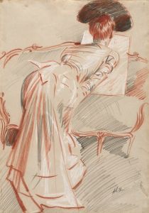 Woman  Looking at a Drawing