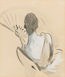 A Woman Seen From Behind Holding A Fan