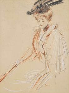 Portrait de femme au chapeau à plumes