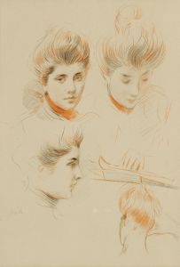 Studies of the head of a young woman