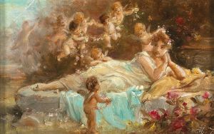 A Reclining Young Lady with Putti