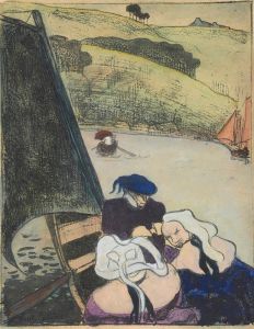 Bretons dans une barque