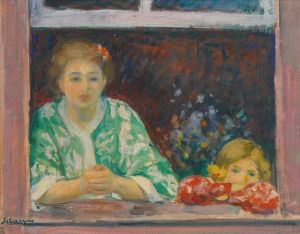 Femme Et Fillette À La Fenêtre