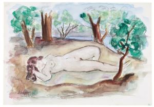 Nu couché dans un paysage à Saint-Tropez