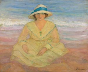 Jeune fille assise sur la plage
