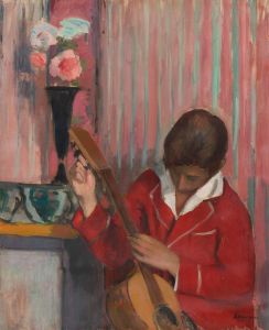 Pierre Lebasque jouant de la guitare