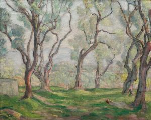 Jeune fille endormie sous les arbres