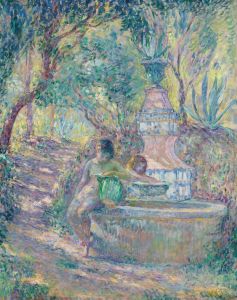 Saint-Tropez, deux jeunes filles à la fontaine