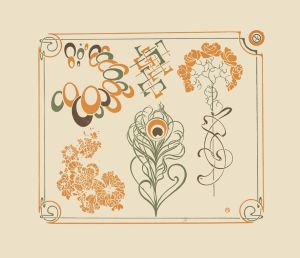 Abstract design based on flowers and curvilinear shapes.
