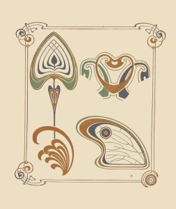 Abstract design based on wings and leaf shapes.