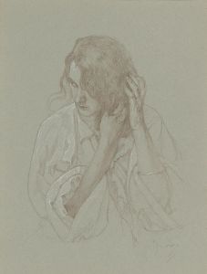 Portrait of a girl with hands in hair