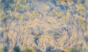 Baigneuses devant une montagne