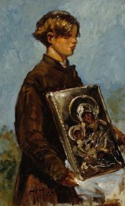 Young Boy Carrying An Icon, Sketch