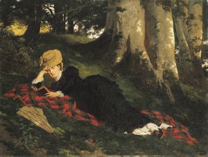 Woman Reading in a Forest