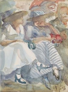 Two Seated Women in the Front Row in an Audience