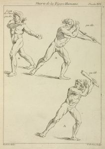 Three male figures in twisting positions