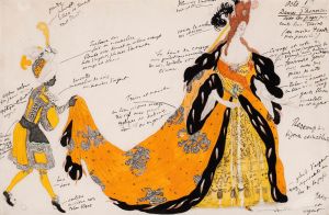 Costume design for ‘La Belle au bois dormant’; Dame d’honneur avec le page portant le train