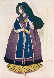 Projet de costume, exécuté par Léon Bakst pour le ballet ‘Les papillons’