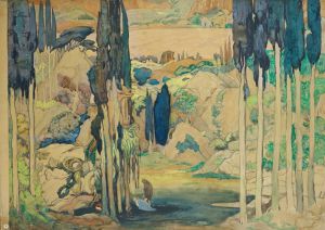 Stage design for ‘Daphnis et Chloé’; Acts I and III