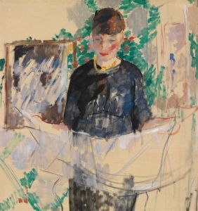 Woman in Black Reading a Newspaper