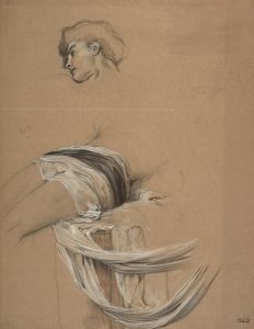 Studies of a man’s draped waist, and head