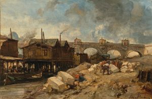 Bain, bateaux-lavoirs près du Pont-Neuf