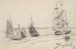 Small Sailboats and a Three-Master