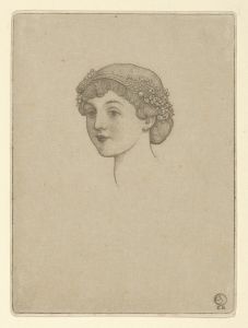 Portrait of a girl’s head with flowers in her hair