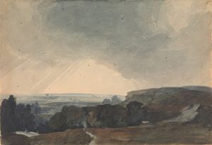 Landscape Scene From Hilltop, Looking into Sunlit Valley